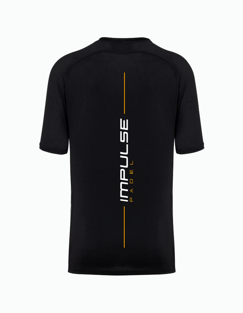 T-shirt technique de padel homme Impulse noir, vue de dos