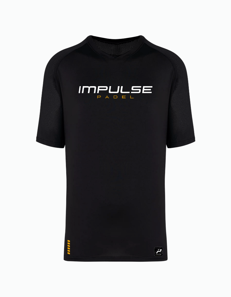 T-shirt technique de padel homme Impulse noir, vue de face
