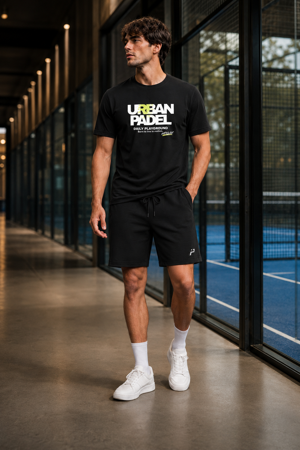 Bermuda homme premium Off Court noir porté