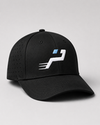 Casquette Technique Airflow noire Impulse Padel vue de face trois quarts avec aérations latérales