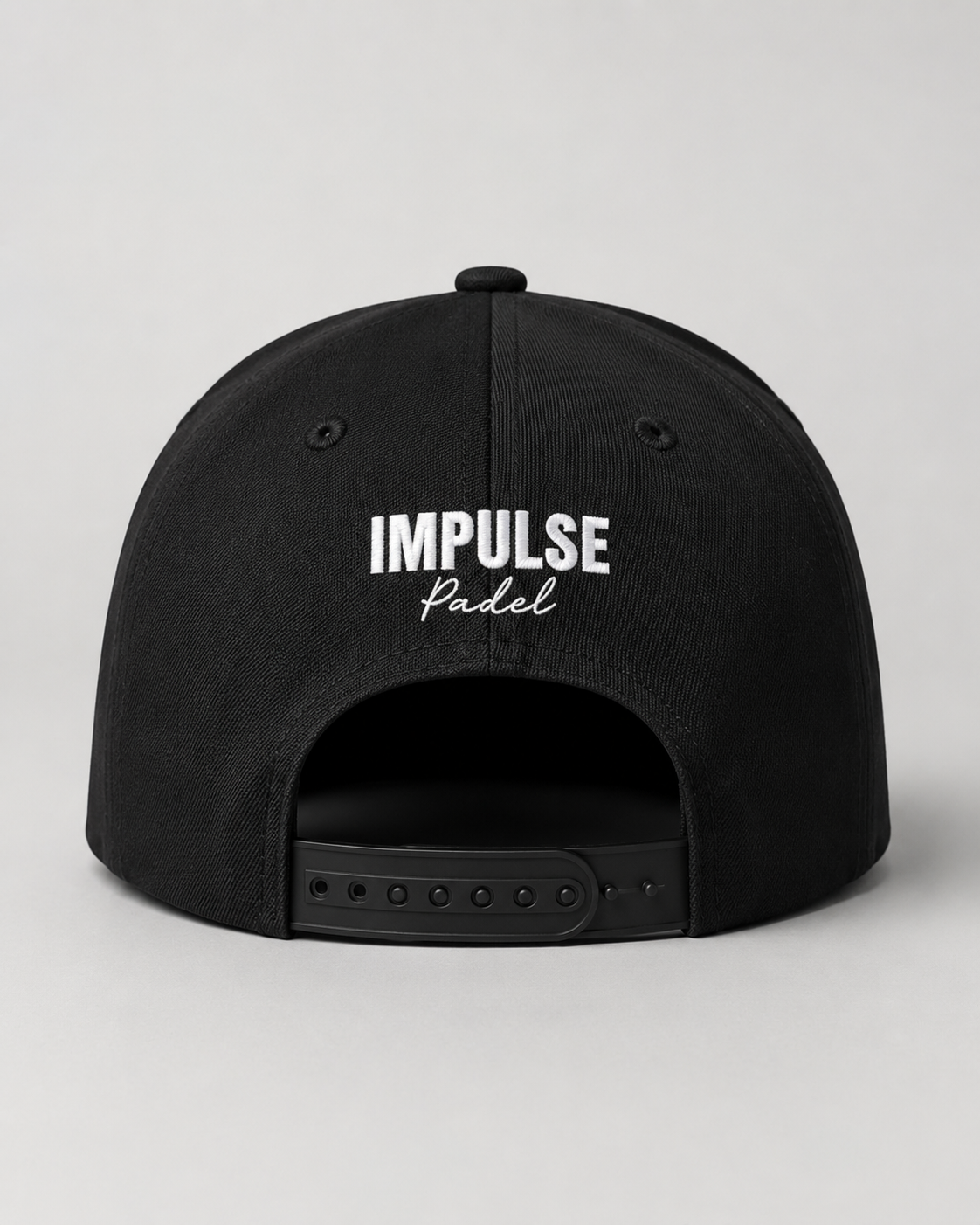 Casquette Technique Airflow noire Impulse Padel vue arrière avec fermeture réglable