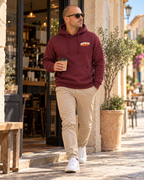 Hoodie Match & Soda prune Impulse Padel porté de face en extérieur