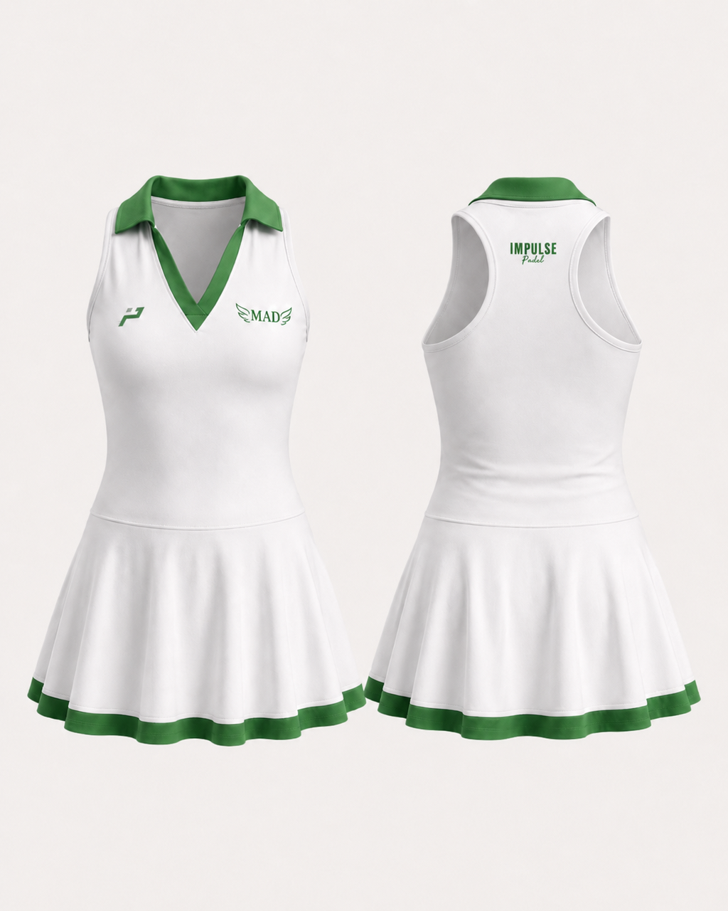 Robe MAD blanc et vert femme vue face et dos