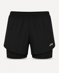 Short de padel femme noir 2-en-1 Impulse Padel avec sous-short intégré