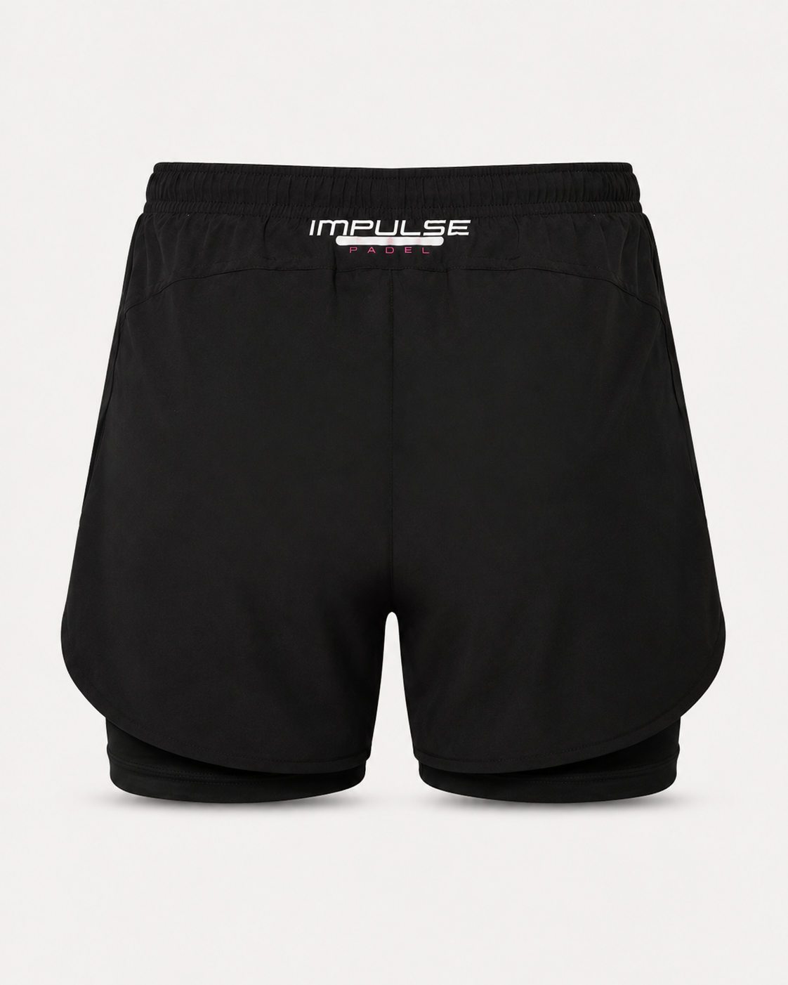 Détail du sous-short intégré du short de padel femme noir Impulse Padel