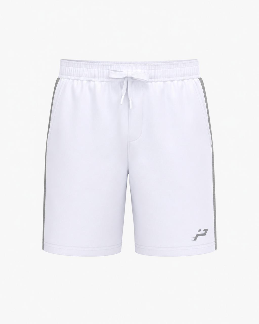 Short de padel homme blanc avec liseré gris Impulse Padel vue de face