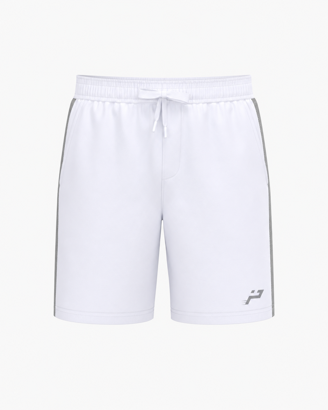 Short de padel homme blanc avec liseré gris Impulse Padel vue de face