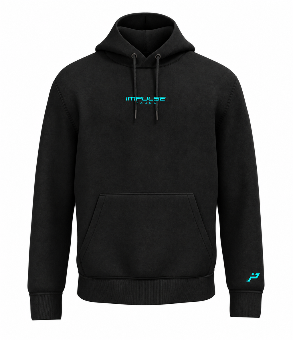 Hoodie SUNSET homme noir avec logo turquoise