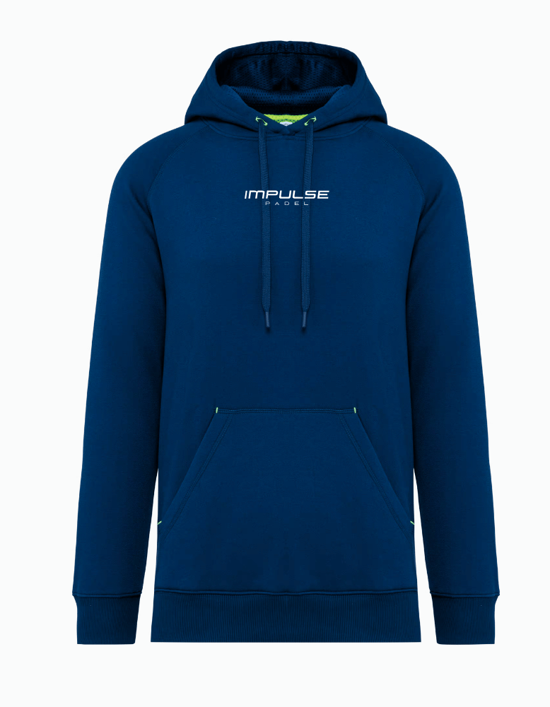Sweat à capuche bleu Impulse Padel vue de face