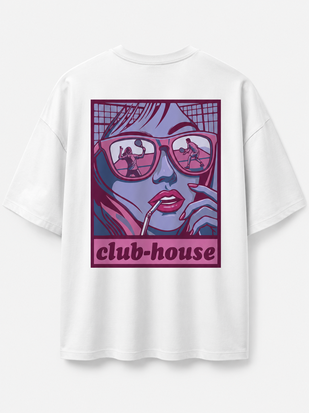 T-shirt Club House blanc Impulse Padel vue de dos avec design club-house