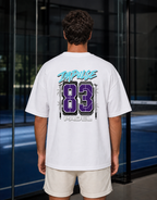 T-shirt padel homme oversize blanc IMPULSE 83 porté de dos