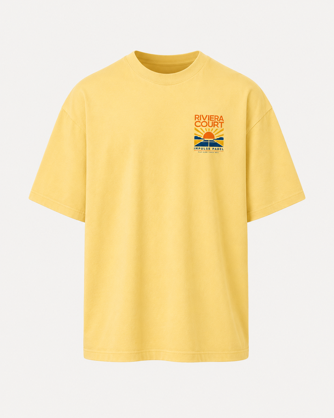 T-shirt padel homme Riviera Court jaune pâle vue de face