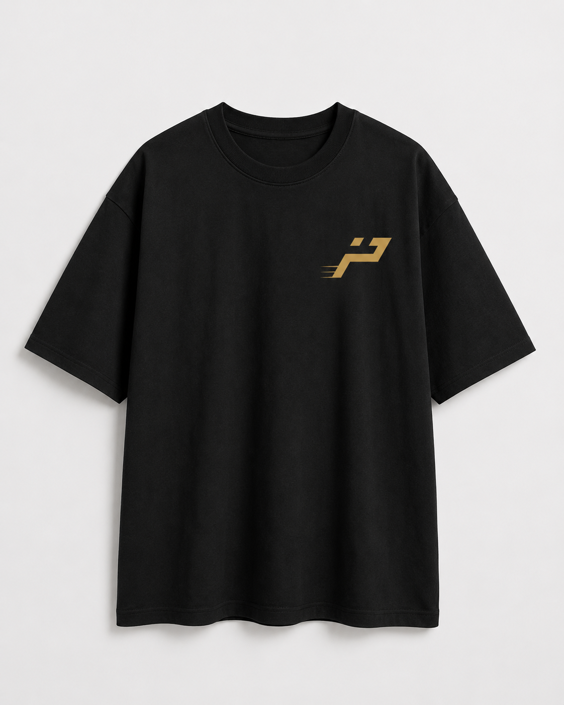 T-shirt Play Hard Feel Free noir et or Impulse Padel vue de face