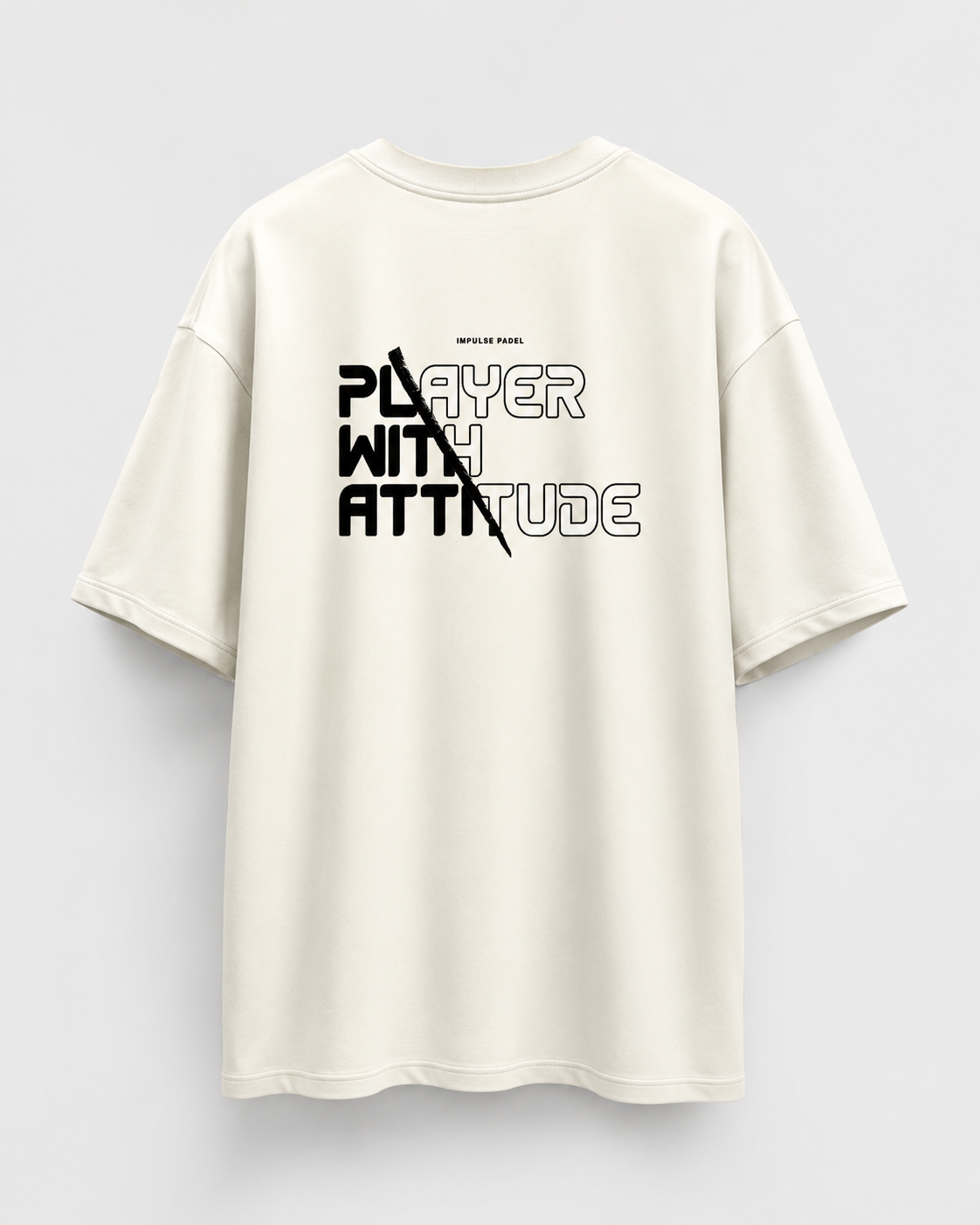 T-shirt Player With Attitude ivoire Impulse Padel vue de dos avec grand design