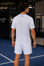 T-shirt technique padel homme blanc vue de dos avec dos respirant