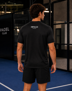 T-shirt technique padel homme noir vue de dos avec manches raglan