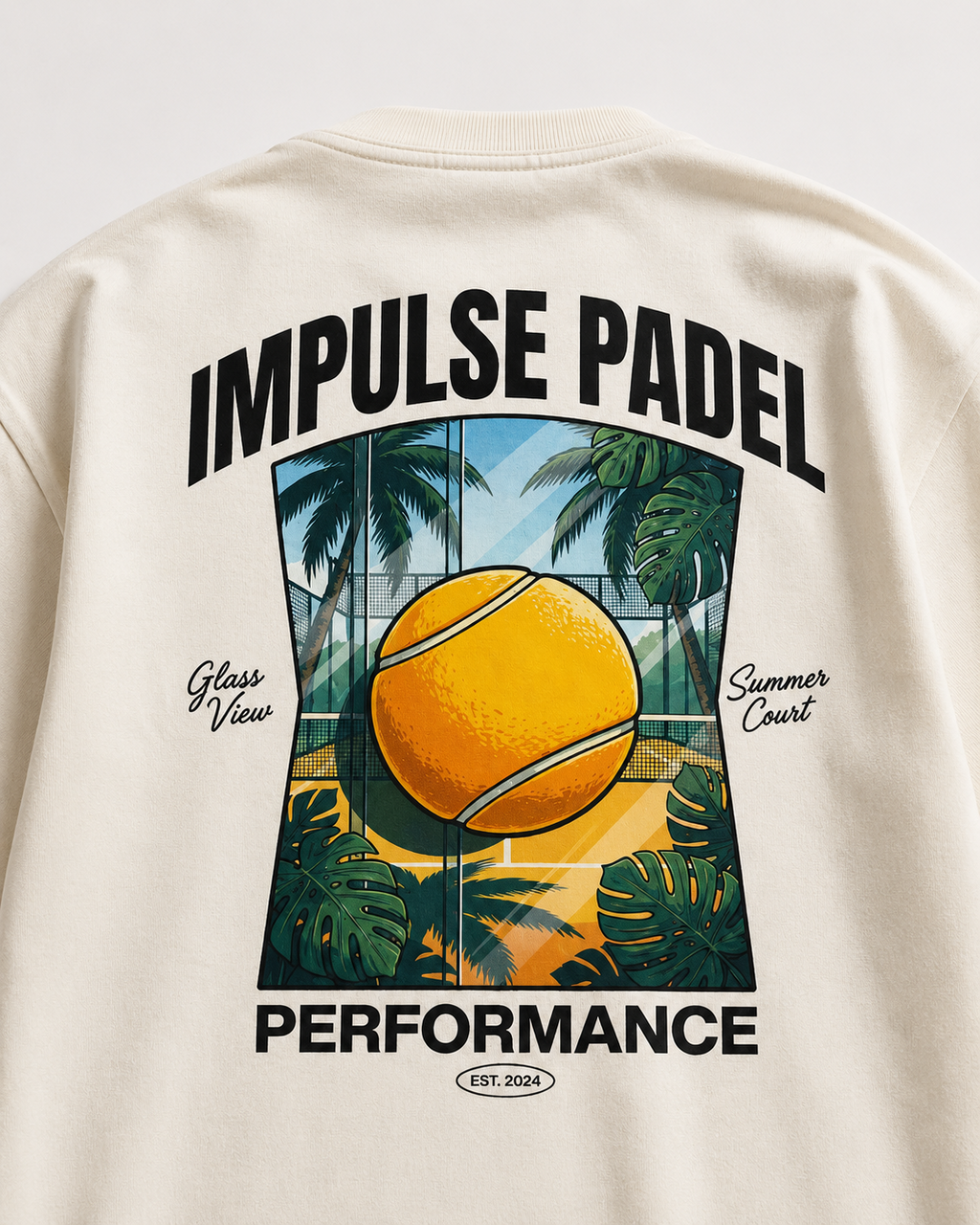 Détail grand design dos T-shirt Tropical Court Impulse Padel