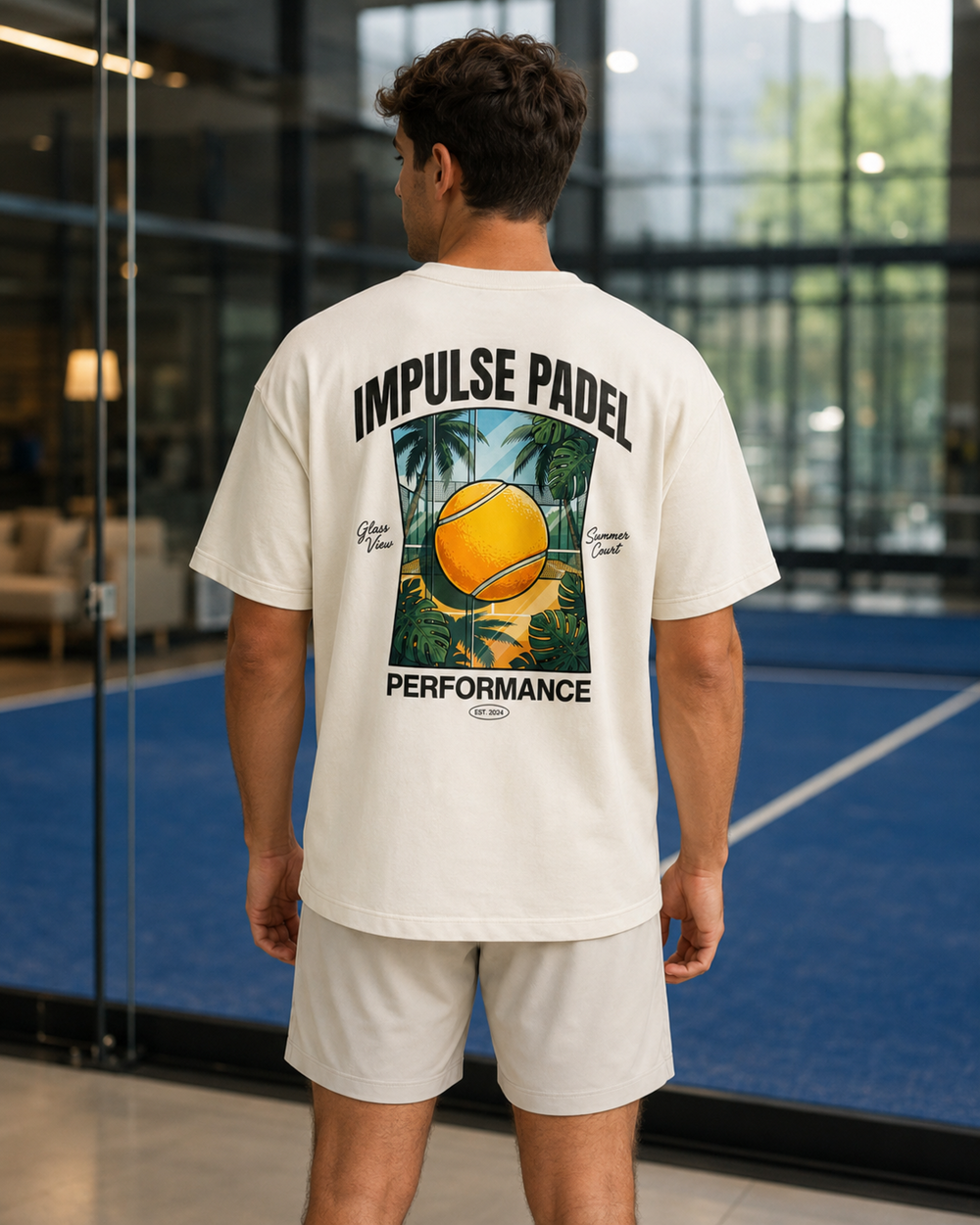 T-shirt lifestyle Impulse Padel porté au club