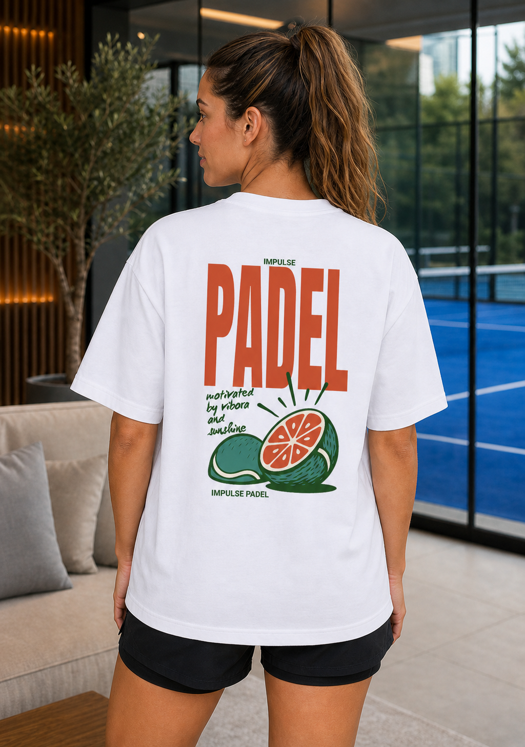 T-shirt de padel oversize femme Vibora & Sunshine blanc NS313 – vue de dos