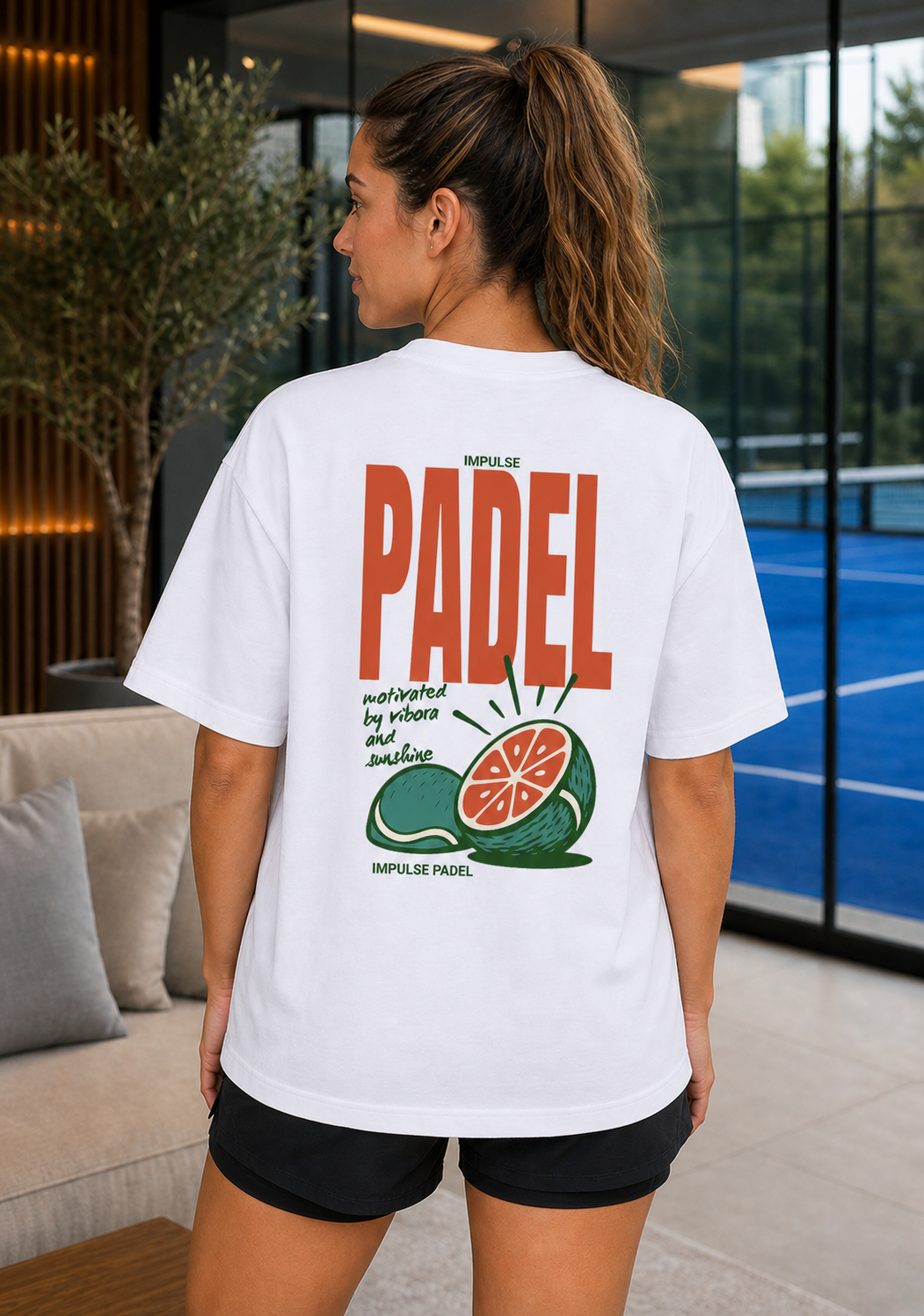 T-shirt de padel oversize femme Vibora & Sunshine blanc NS313 – vue de dos