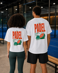 T-shirt Vibora and Sunshine homme et femme porté de dos au club de padel