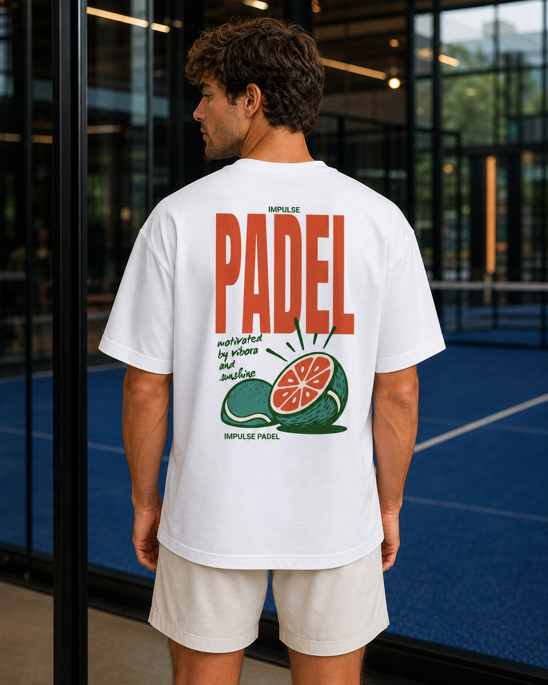 T-shirt de padel oversize homme Vibora & Sunshine blanc NS332 – vue de dos