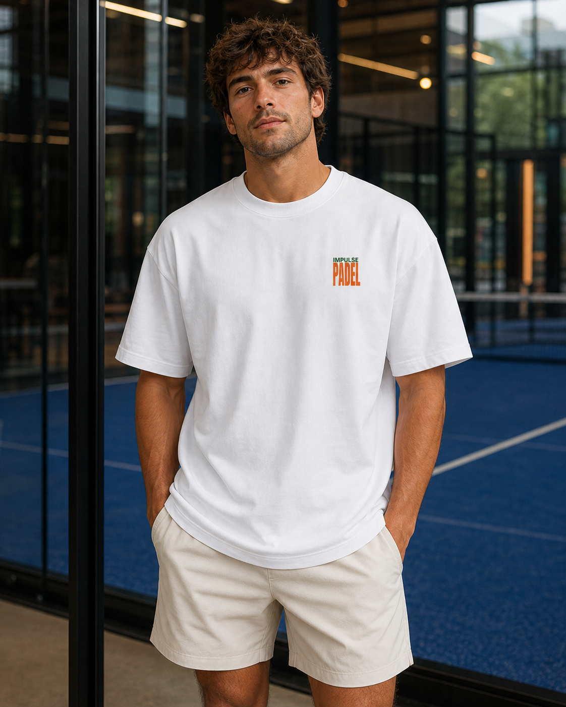 T-shirt de padel oversize homme Vibora & Sunshine blanc NS332 – vue de face