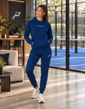Ensemble jogging technique bleu Impulse Padel femme porté de face